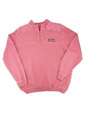 Vineyard Vines Men Sweatshirt Size Medium Pink 1/4 Zip Pullover Cotton Shep Ian